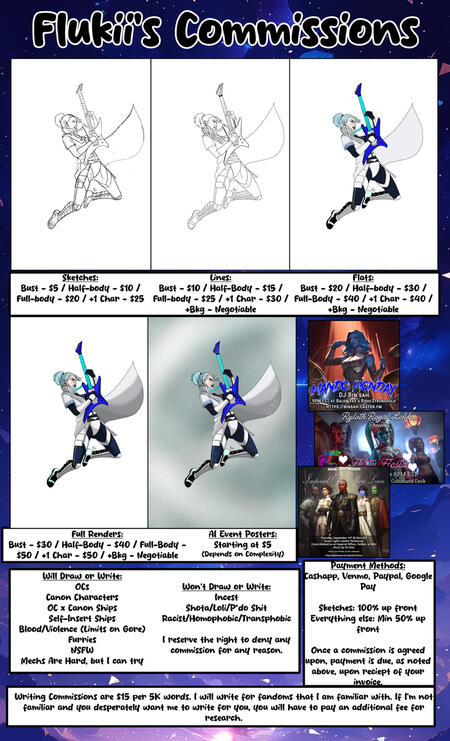 An image with pricing for Flukii's Commissions
